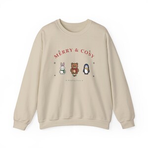 Christmas Sweatshirt, Snowglobe Days Teddy Bear, Bunny, Penguin Crewneck (50% Cotton) image 2