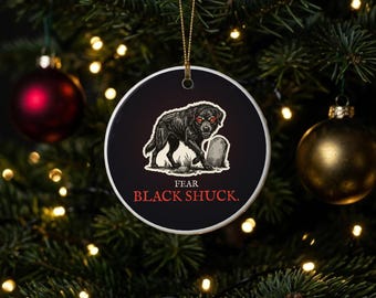Black Shuck Christmas Bauble, East Anglian Folklore Ceramic Ornament, Gothic Hellhound Decoration | Forget The Pumpkin