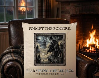 Spring Heeled Jack Cushion, Bonfire Night Folk Horror Cushion, 5th November Gift | Forget The Pumpkin