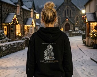 Mari Lwyd Hoodie, Welsh Christmas Folk Horror Grey Mare Gift | Forget The Pumpkin