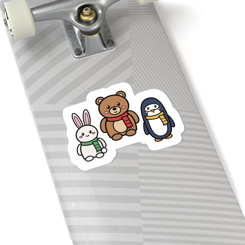 Kawaii Christmas Sticker, Bunny Bear Penguin Kiss-Cut Vinyl Decal (1 Sticker, 3-6 Inch) image 8