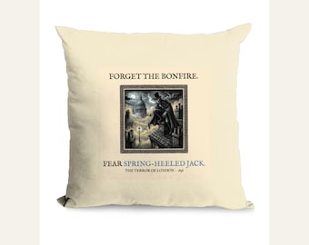 Spring Heeled Jack Cushion, Bonfire Night Folk Horror Cushion, 5th November Gift | Forget The Pumpkin