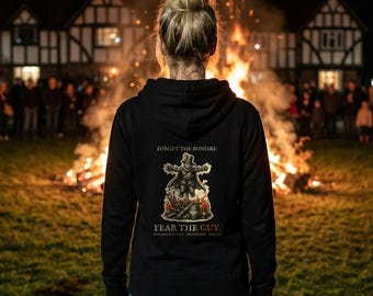 Guy Fawkes Hoodie, Bonfire Night Folk Horror Hoodie, 5th November Gift | Forget The Pumpkin