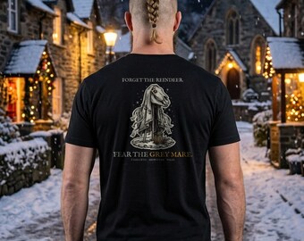 Mari Lwyd T-Shirt, Welsh Christmas Folklore Folk Horror Tee | Forget The Pumpkin