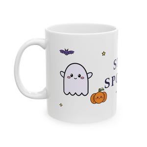 Taza de Halloween "Stay Spooky": Fantasma, Calabaza, Gato Negro, Murciélagos, Estrellas (325 ml/444 ml) imagen 3