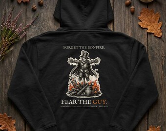 Guy Fawkes Hoodie, Bonfire Night Folk Horror Hoodie, 5th November Gift | Forget The Pumpkin