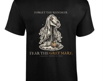 Mari Lwyd T-Shirt, Welsh Christmas Folklore Folk Horror Tee | Forget The Pumpkin