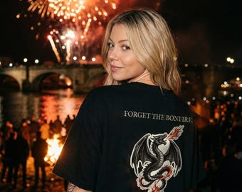 Firedrake Dragon T-Shirt, Bonfire Night Folk Horror T-Shirt, 5th November Gift | Forget The Pumpkin