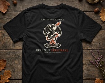 Firedrake Dragon T-Shirt, Bonfire Night Folk Horror T-Shirt, 5th November Gift | Forget The Pumpkin