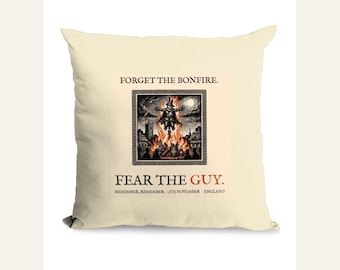 Guy Fawkes Cushion, Bonfire Night Folk Horror Cushion, 5th November Gift | Forget The Pumpkin