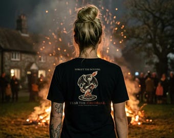 Firedrake Dragon T-Shirt, Bonfire Night Folk Horror T-Shirt, 5th November Gift | Forget The Pumpkin