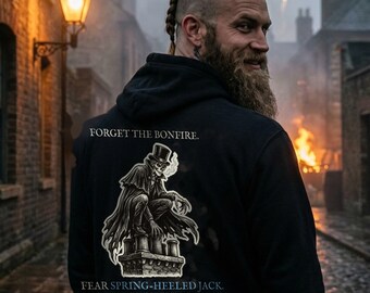 Spring Heeled Jack Hoodie, Bonfire Night Folk Horror, 5th November Gift | Forget The Pumpkin