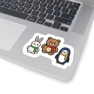Kawaii Christmas Sticker, Bunny Bear Penguin Kiss-Cut Vinyl Decal (1 Sticker, 3-6 Inch) image 5