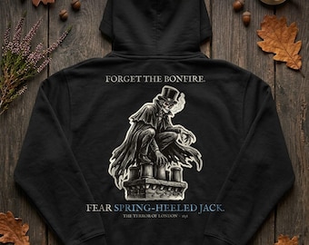Spring Heeled Jack Hoodie, Bonfire Night Folk Horror Hoodie, 5th November Gift | Forget The Pumpkin