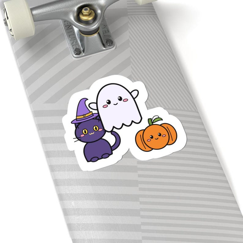 Kawaii Halloween Sticker, Ghost, Black Cat, Pumpkin Kiss-Cut Vinyl Decal (1 Sticker, 3-6 Inch) image 8