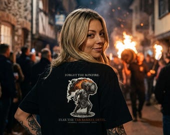 Tar Barrel Devil T-Shirt, Bonfire Night Folk Horror, 5th November Gift | Forget The Pumpkin