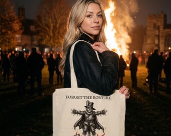 Guy Fawkes Tote Bag, Bonfire Night Folk Horror, 5th November Gift (Organic Cotton)