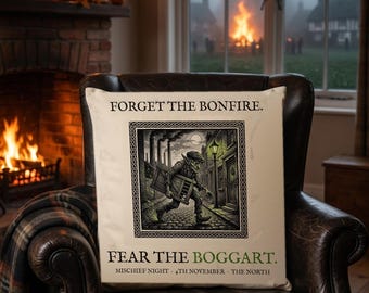 Boggart Cushion, Bonfire Night Folk Horror Cushion, 5th November Gift | Forget The Pumpkin