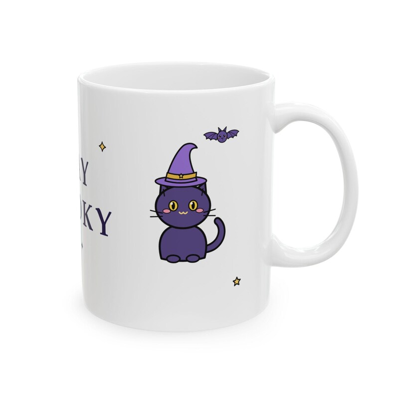 Taza de Halloween "Stay Spooky": Fantasma, Calabaza, Gato Negro, Murciélagos, Estrellas (325 ml/444 ml) imagen 4
