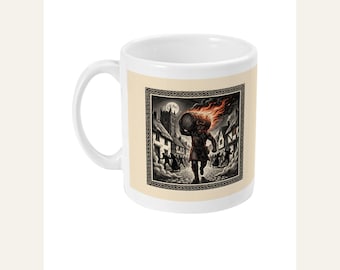 Tar Barrel Devil Mug, Bonfire Night Folk Horror Mug, 5th November Gift | Forget The Pumpkin