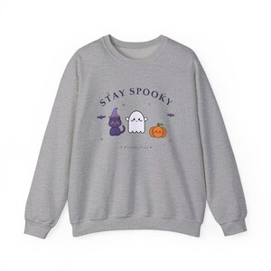Felpa di Halloween, girocollo Stay Spooky Ghost Cat Pumpkin, maglione di Halloween Kawaii immagine 4