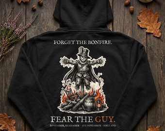Guy Fawkes Hoodie, Bonfire Night Folk Horror Hoodie, 5th November Gift | Forget The Pumpkin