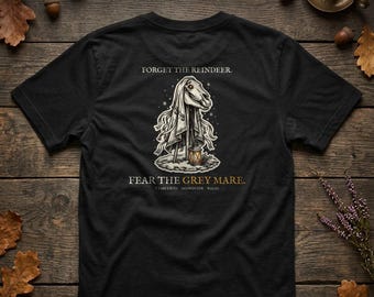 Mari Lwyd T-Shirt, Welsh Christmas Folklore Folk Horror Tee | Forget The Pumpkin