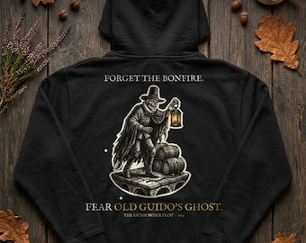 Guy Fawkes Ghost Hoodie, Bonfire Night Folk Horror Hoodie, 5th November Gift | Forget The Pumpkin