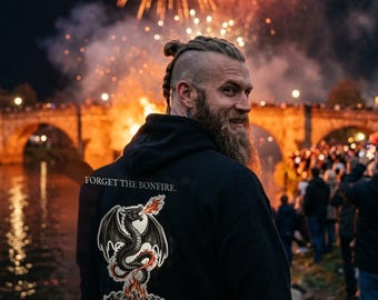 Firedrake Dragon Hoodie, Bonfire Night Folk Horror Hoodie, 5th November Gift | Forget The Pumpkin