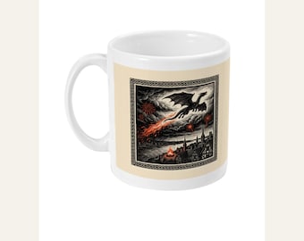 Firedrake Dragon Mug, Bonfire Night Folk Horror Mug, 5th November Gift | Forget The Pumpkin