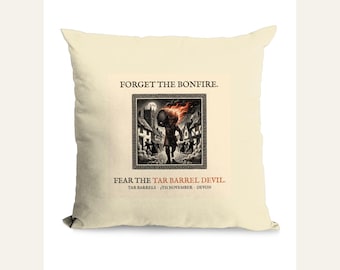 Tar Barrel Devil Cushion, Bonfire Night Folk Horror Cushion, 5th November Gift | Forget The Pumpkin