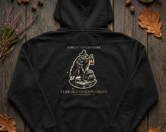 Guy Fawkes Ghost Hoodie, Bonfire Night Folk Horror, 5th November Gift | Forget The Pumpkin