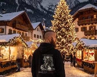 Krampus hoodie, Alpine kerst folk horror Krampusnacht cadeau | Vergeet de pompoen