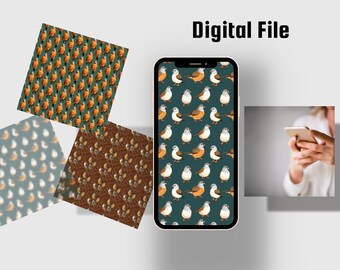 Quail Print Apple iPhone Wallpapers, Quail Print iPhone Wallpapers - Set of 3, Quail Print, Bird Print Wallpaper iPhone, Phone Background