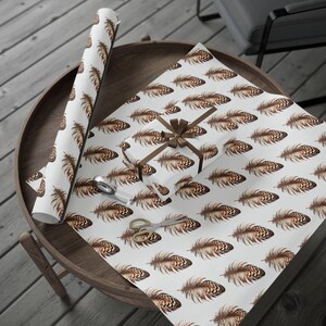 Elegant Quail Feather Wrapping Paper | Gift Wrap for Birthdays, Holidays, Weddings, and Baby Showers, Eco-Friendly, Rustic Decor Bild 3
