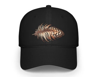 Quail Feather Baseball Cap, Bird Lover Hat, Vintage Style Cap, Dad Hat, Nature Inspired Cap