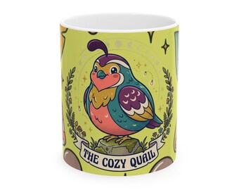 Cozy Quail Illustration Mug | Colorful Bird Ceramic Mug
