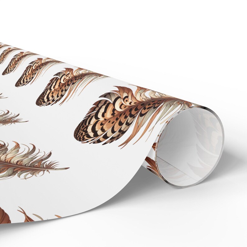 Elegant Quail Feather Wrapping Paper | Gift Wrap for Birthdays, Holidays, Weddings, and Baby Showers, Eco-Friendly, Rustic Decor Bild 2