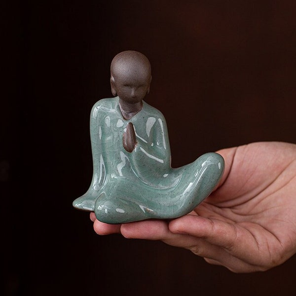 Zen Buddha Ceramic Tea Pet Monk Statues Home & Garden Decorative
