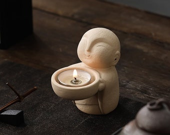 Zen Monk Ceramic Candlestick Holder Candle Holder for Wedding Decor Without Include Candle