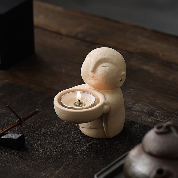 Zen Monk Ceramic Candlestick Holder Candle Holder for Wedding Decor Without Include Candle