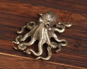 Jiekaitreasure Pure Copper Octopus Small Ornaments tea Table Gadgets Funny Octopus Tea Pet