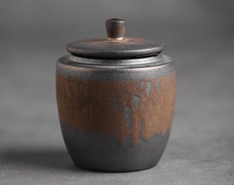 JiekaiTreasure Ceramic Tea Canister Air Tight Tea Jar Storage Tea 210ml
