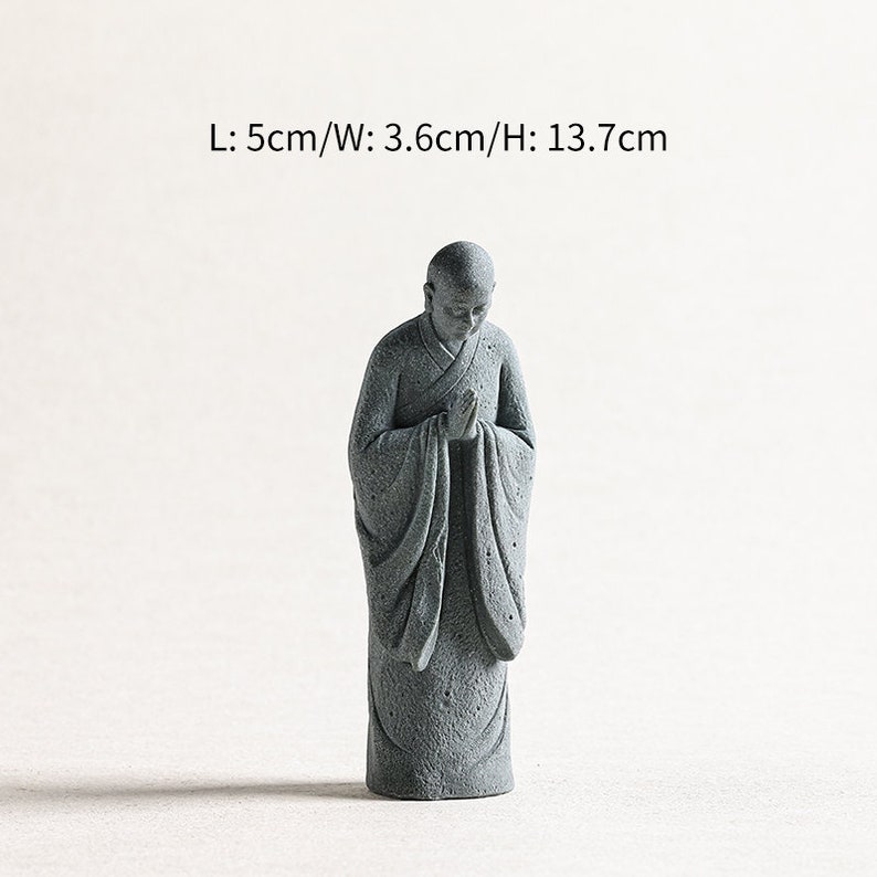 Jiekaitreasure Zen Sandstone Monk Sculpture Tea Table Home Etsy