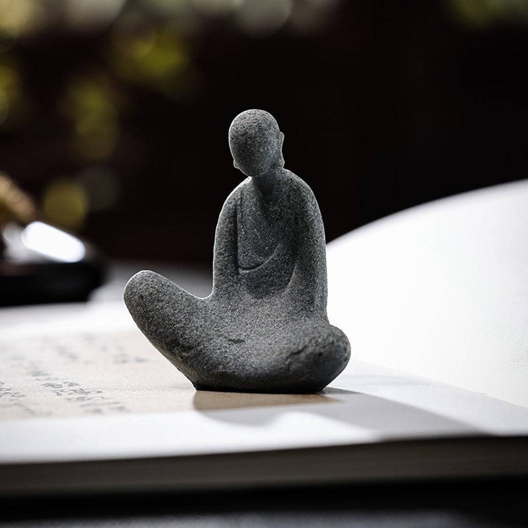 Jiekaitreasure Sandstone Zen Monk Statue Mini Buddha Sculpture Tea Table Decoration Etsy Hong Kong