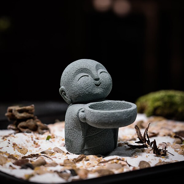 Jiekaitreasure Sandstone Zen Monk Statues Chinese Tea Accessories