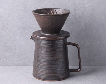 JiekaiTreasure Kaffeekegeltropfer und Dekanter aus bronzefarbener Keramik