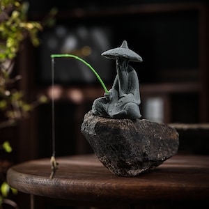 Jiekaitreasure Sandstone Jiang Taigong Fishing Statue Tea Pet Tea Accessories