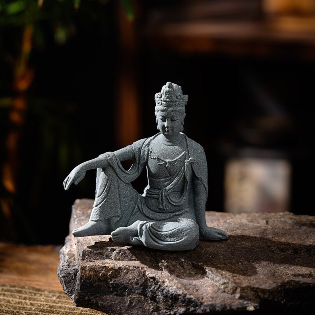 Jiekaitreasure Sandstone Buddha Statue Zen Garden Statue Zen Etsy