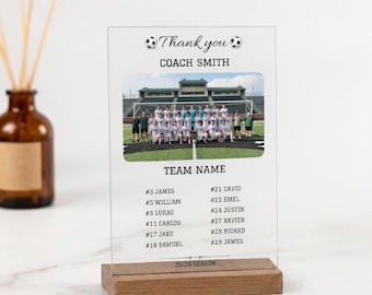 Personalisiertes Fußball-Team-Trainer-Geschenk, Dankeschön-Trainer-Plakette, kundenspezifisches Fußball-Team-Anerkennungsgeschenk für Trainer, Team-Andenken am Ende der Saison